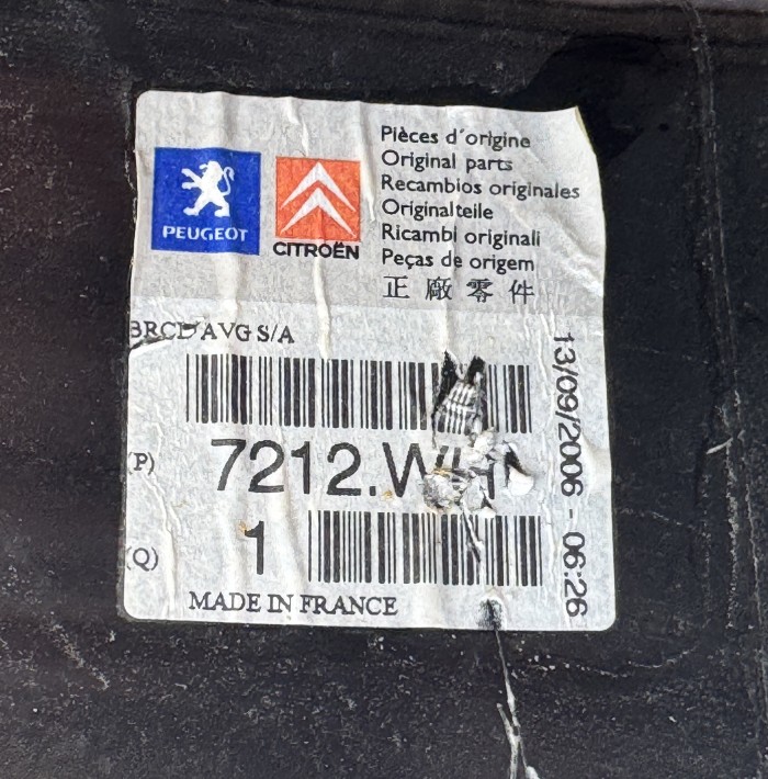 Лонжерон передний левый PEUGEOT 307 7212WH